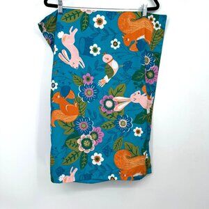 Pillow fort Sham forest Friends pillow sham rabbit bird squirrel teal  single pi